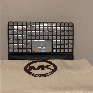 Michael Kors Black and Silver Studded Clutch
